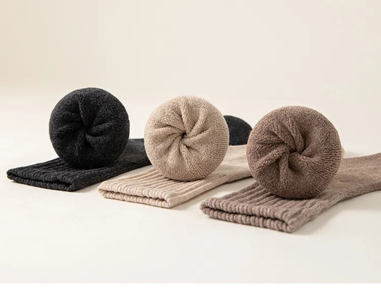 Calcetines térmicos para mujer, de felpa gruesa con forro polar, cómodos y cálidos para otoño e invierno